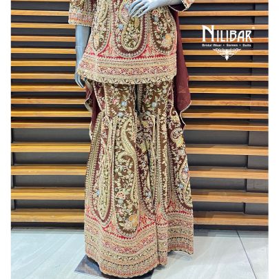 Brown Crepe Garara Suit