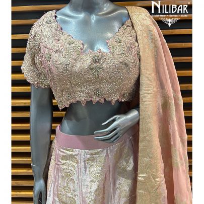 Rosegold Banarasi Silk Lehenga