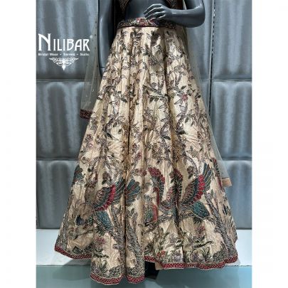 Beige Silk Embroidered Lehenga