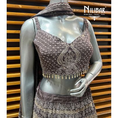 Purple Crepe Printed Lehenga