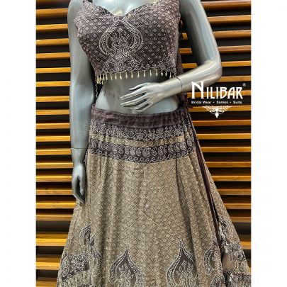 Purple Crepe Printed Lehenga