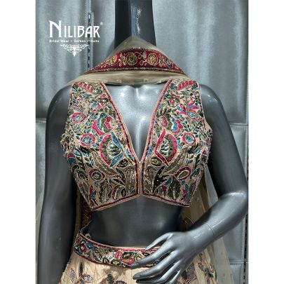 Beige Silk Embroidered Lehenga