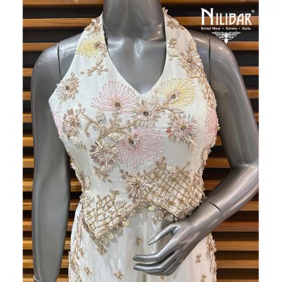 Off White Silk Jumpsuit Set