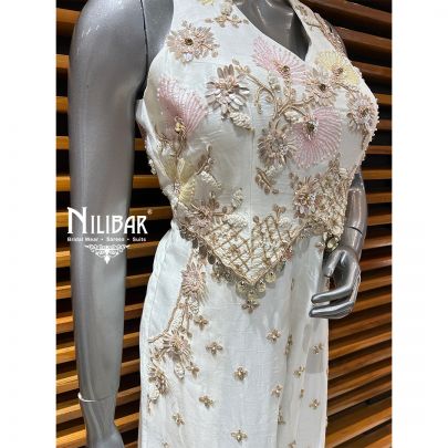 Off White Silk Jumpsuit Set