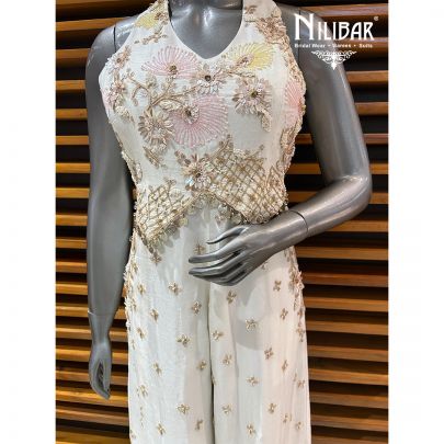 Off White Silk Jumpsuit Set