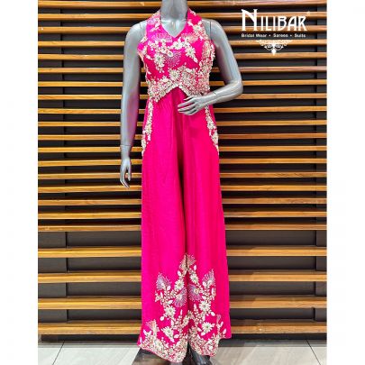 Magenta Silk Jumpsuit Set