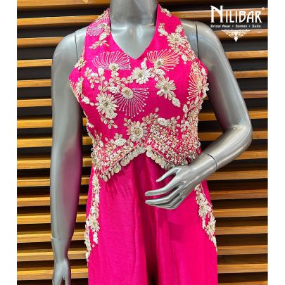 Magenta Silk Jumpsuit Set