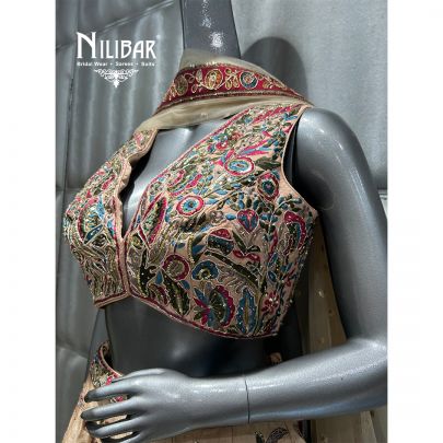 Beige Silk Embroidered Lehenga