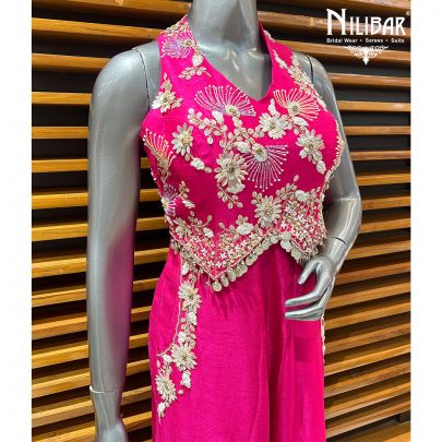Magenta Silk Jumpsuit Set