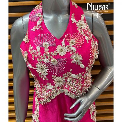 Magenta Silk Jumpsuit Set