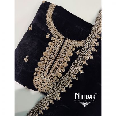 Purple Velvet Suit Paired With Velvet Dupatta & Velvet Bottom