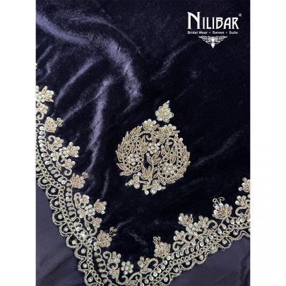 Purple Velvet Suit Paired With Velvet Dupatta & Velvet Bottom