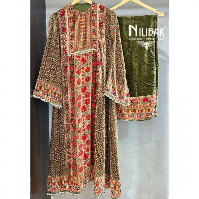 Mehandi Green Velvet Palazzo Suit
