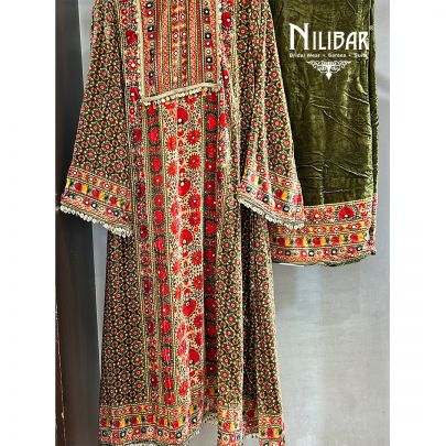 Mehandi Green Velvet Palazzo Suit