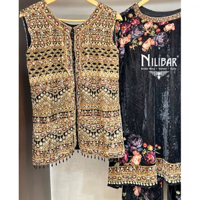 Black Velvet Three Piece Salwar Suit