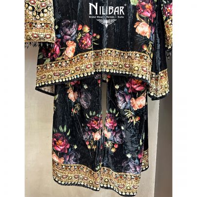Black Velvet Three Piece Salwar Suit