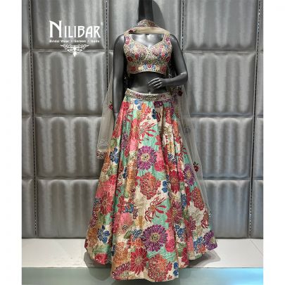 Beige Silk Embroidered Lehenga
