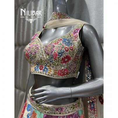 Beige Silk Embroidered Lehenga