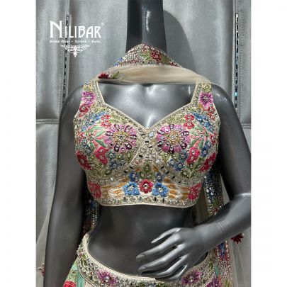 Beige Silk Embroidered Lehenga