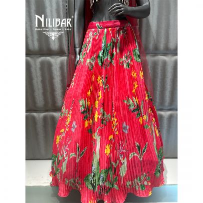 Pink Chinon Embroidered Lehenga