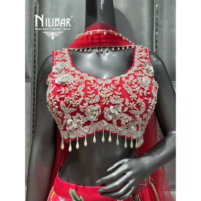 Pink Chinon Embroidered Lehenga