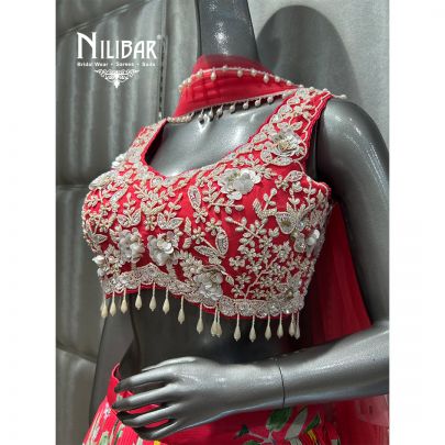 Pink Chinon Embroidered Lehenga