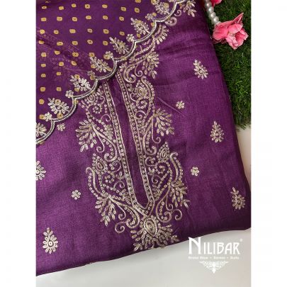 Grape Purple Silk Unstitched Suit