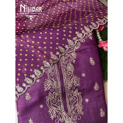 Grape Purple Silk Unstitched Suit