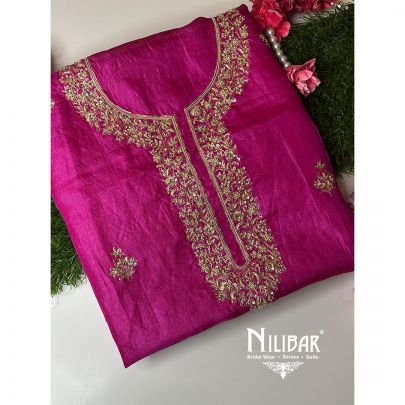Magenta Pink Silk Unstitched Suit