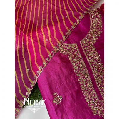 Magenta Pink Silk Unstitched Suit