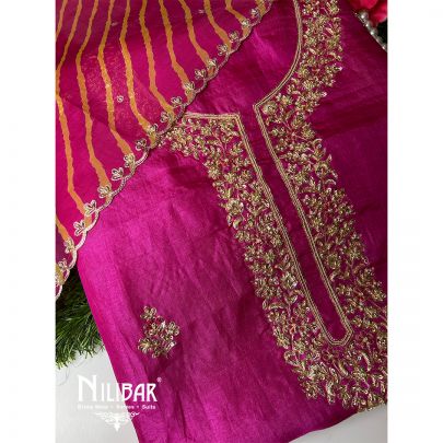 Magenta Pink Silk Unstitched Suit