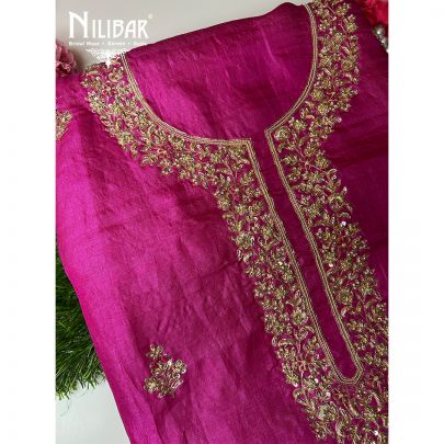 Magenta Pink Silk Unstitched Suit