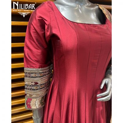 Maroon Red Silk Anarkali Suit