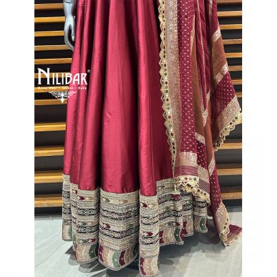 Maroon Red Silk Anarkali Suit