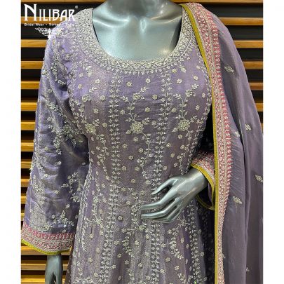 Purple Lamé Silk Anarkali Suit