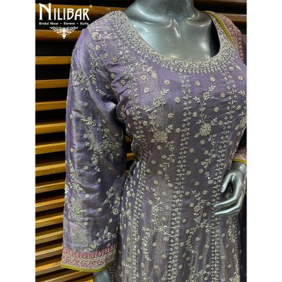 Purple Lamé Silk Anarkali Suit