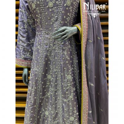 Purple Lamé Silk Anarkali Suit