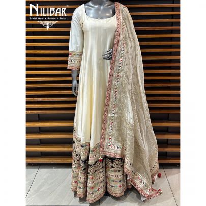 Cream Silk Anarkali Suit