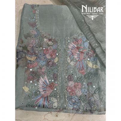 Powder Blue Tissue Unstitched Suit