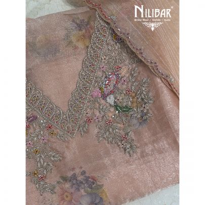 Peach Tissue Unstitched Suit