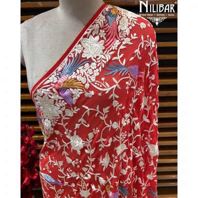 Red Georgette Hand Work Dupatta