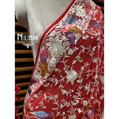 Red Georgette Hand Work Dupatta