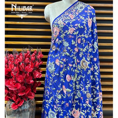 Navy Blue Georgette Hand Work Dupatta