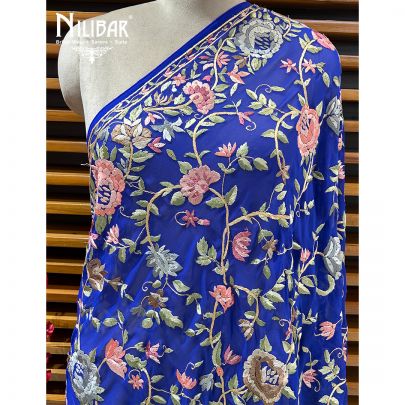 Navy Blue Georgette Hand Work Dupatta
