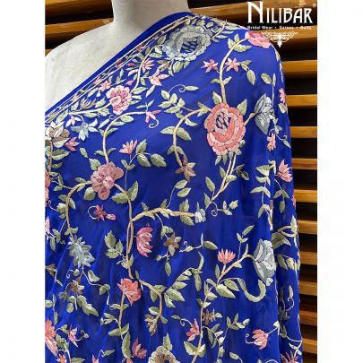 Navy Blue Georgette Hand Work Dupatta