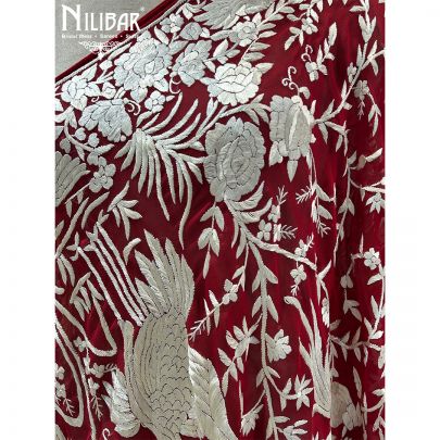 Maroon Georgette Hand Work Dupatta