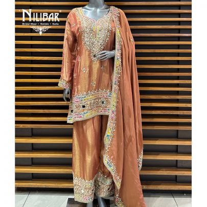 Rust Lamé Silk Salwar Suit