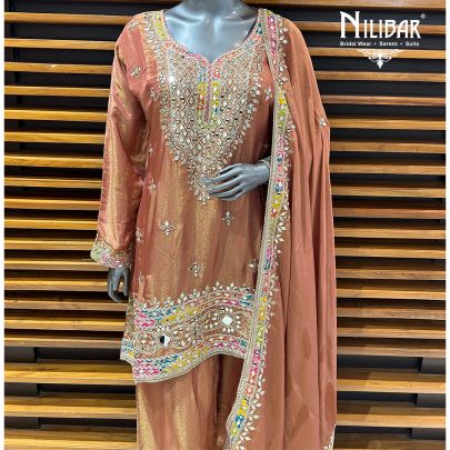 Rust Lamé Silk Salwar Suit