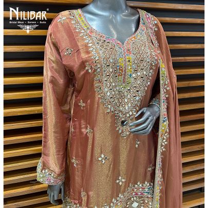 Rust Lamé Silk Salwar Suit