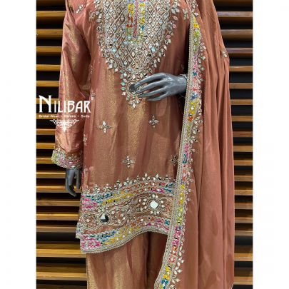 Rust Lamé Silk Salwar Suit